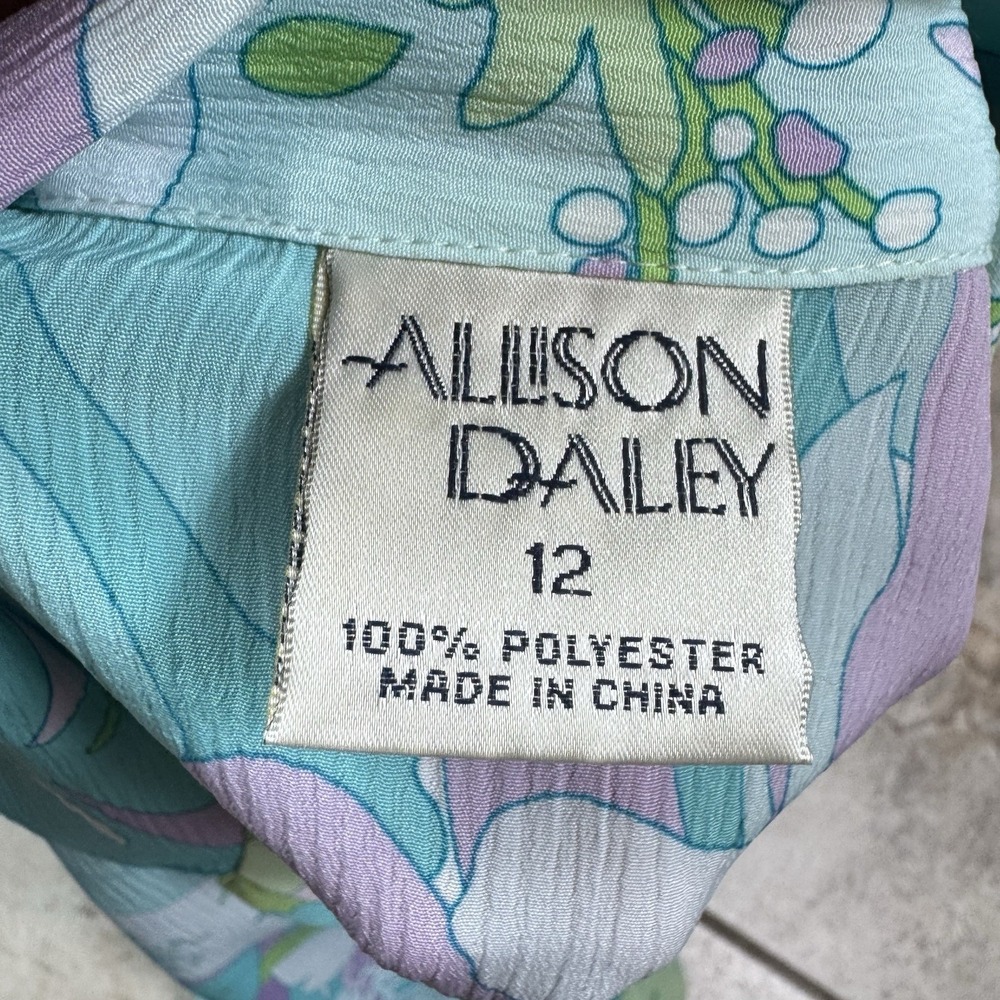 Allison Dailey Vintage Top Womens 12 Button Front Short Sleeve Blouse Floral - Picture 6 of 7